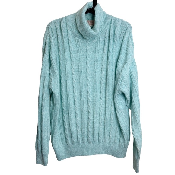 Vintage 90s Turquoise Turtleneck Sweater - Picture 1 of 4